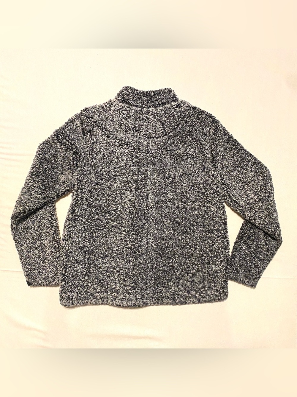 Time and Tru Black & White Marled Sherpa Turtleneck Pullover